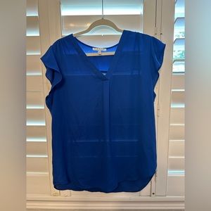 CHAUS Blue See Through Blouse